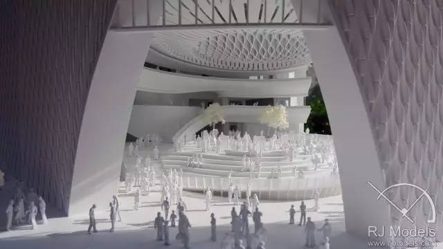 ▲戲曲中心概念模型內往來不絕的人潮。